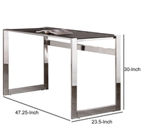 Elegantly Charmed Metal Writing Desk, Silver - BM159084