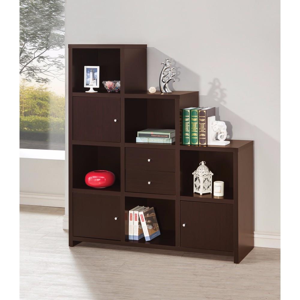 BM159127 Contemporary Bookcase with Stair-like Design, brown
