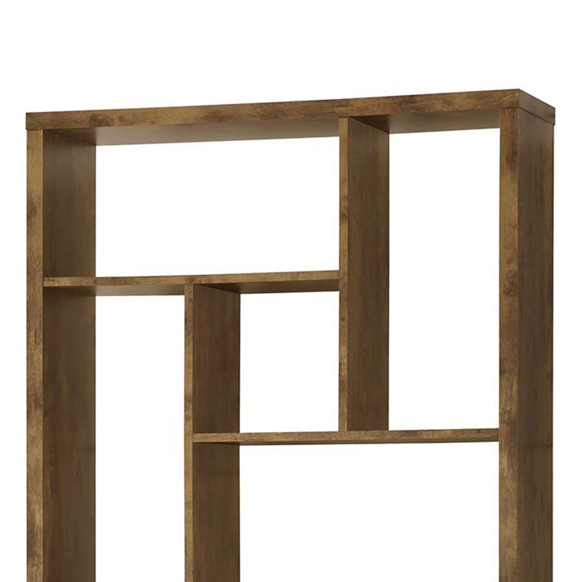 Metal and Wood Modern Style Bookcase with Multiple Shelves, Brown - BM159134