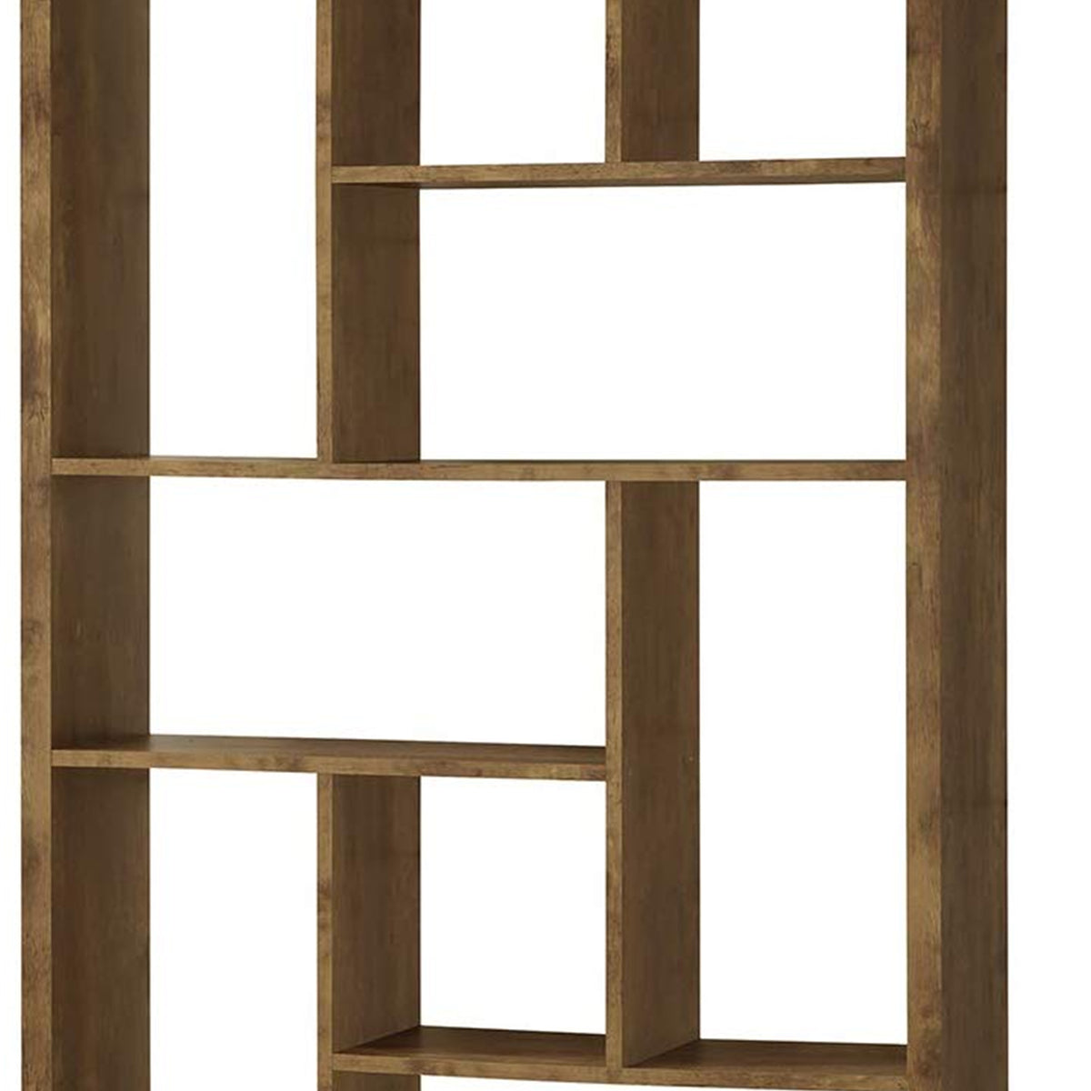 Metal and Wood Modern Style Bookcase with Multiple Shelves, Brown - BM159134