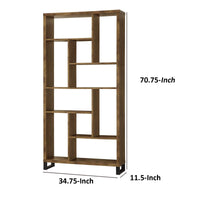 Metal and Wood Modern Style Bookcase with Multiple Shelves, Brown - BM159134
