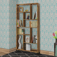 Metal and Wood Modern Style Bookcase with Multiple Shelves, Brown - BM159134