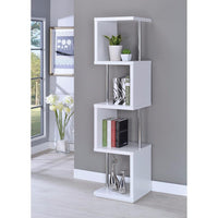 BM159152 Modern Four Tier Wood And Metal  Bookcase, White