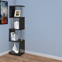 BM159153 Well-made Four Tier Wood And Metal  Bookcase, Black