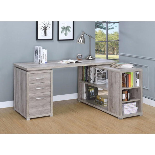 BM159165 Contemporary Style L-Shaped Office Desk, Gray
