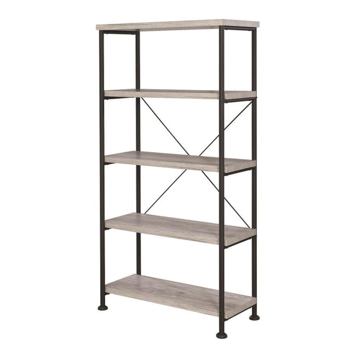 Sophisticated Wood and Metal Open Bookcase, Gray - BM159171