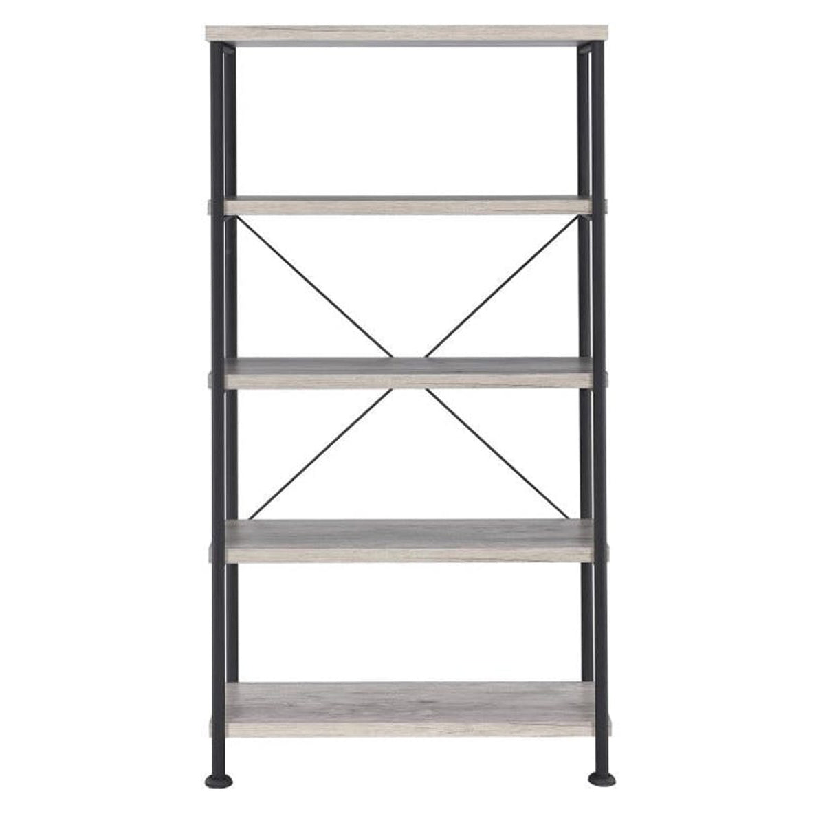 Sophisticated Wood and Metal Open Bookcase, Gray - BM159171