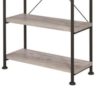 Sophisticated Wood and Metal Open Bookcase, Gray - BM159171