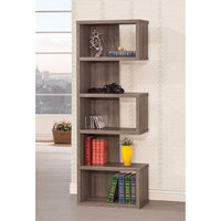 BM159406 Sturdy Semi-Backless Wooden Bookcase, Gray