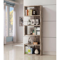 Distressed Wooden Open Bookcase, Brown - BM159408