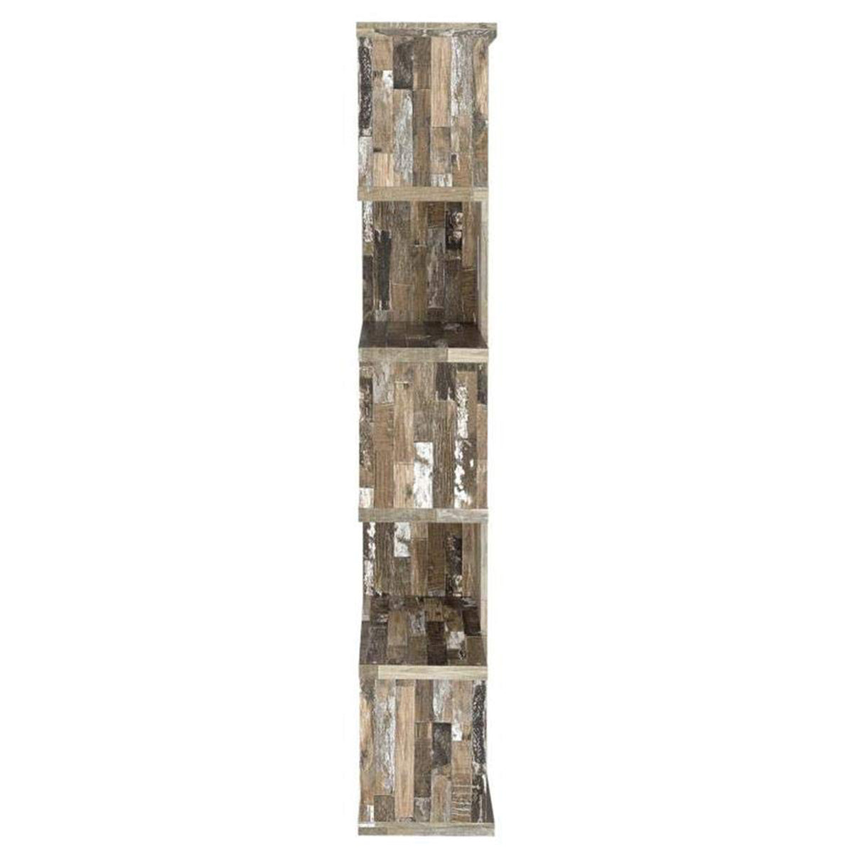 Distressed Wooden Open Bookcase, Brown - BM159408