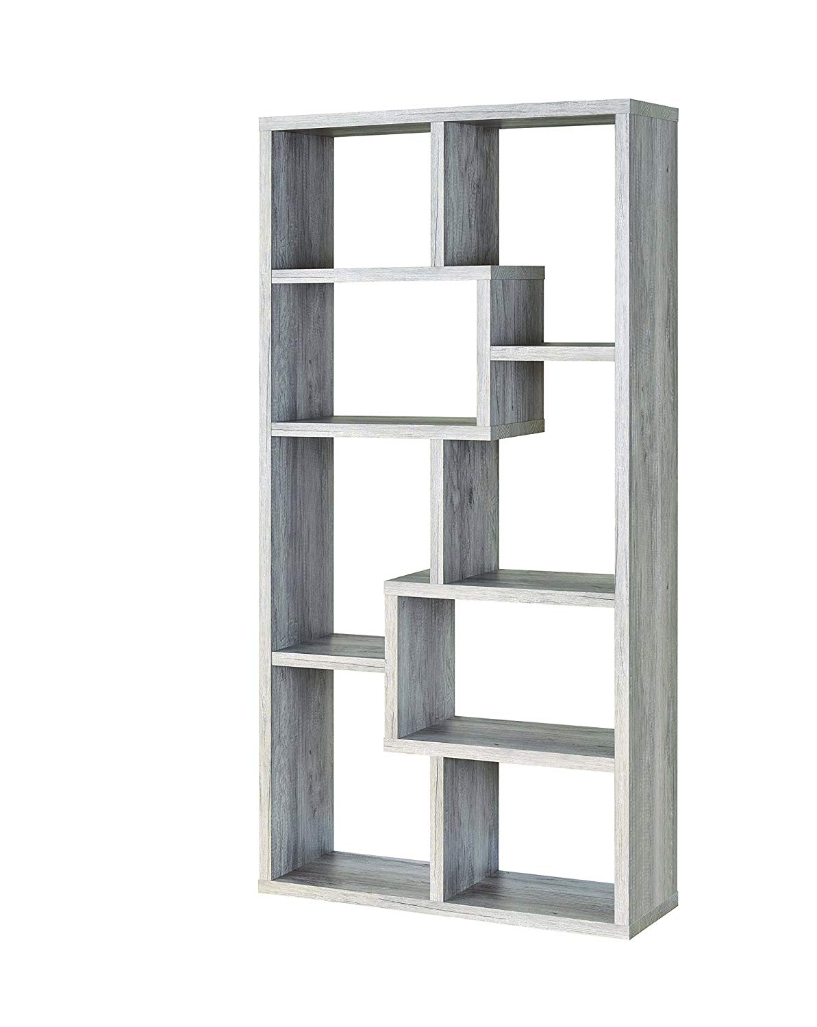 Modish Wooden Bookcase With Multiple Shelves, Gray -BM159410