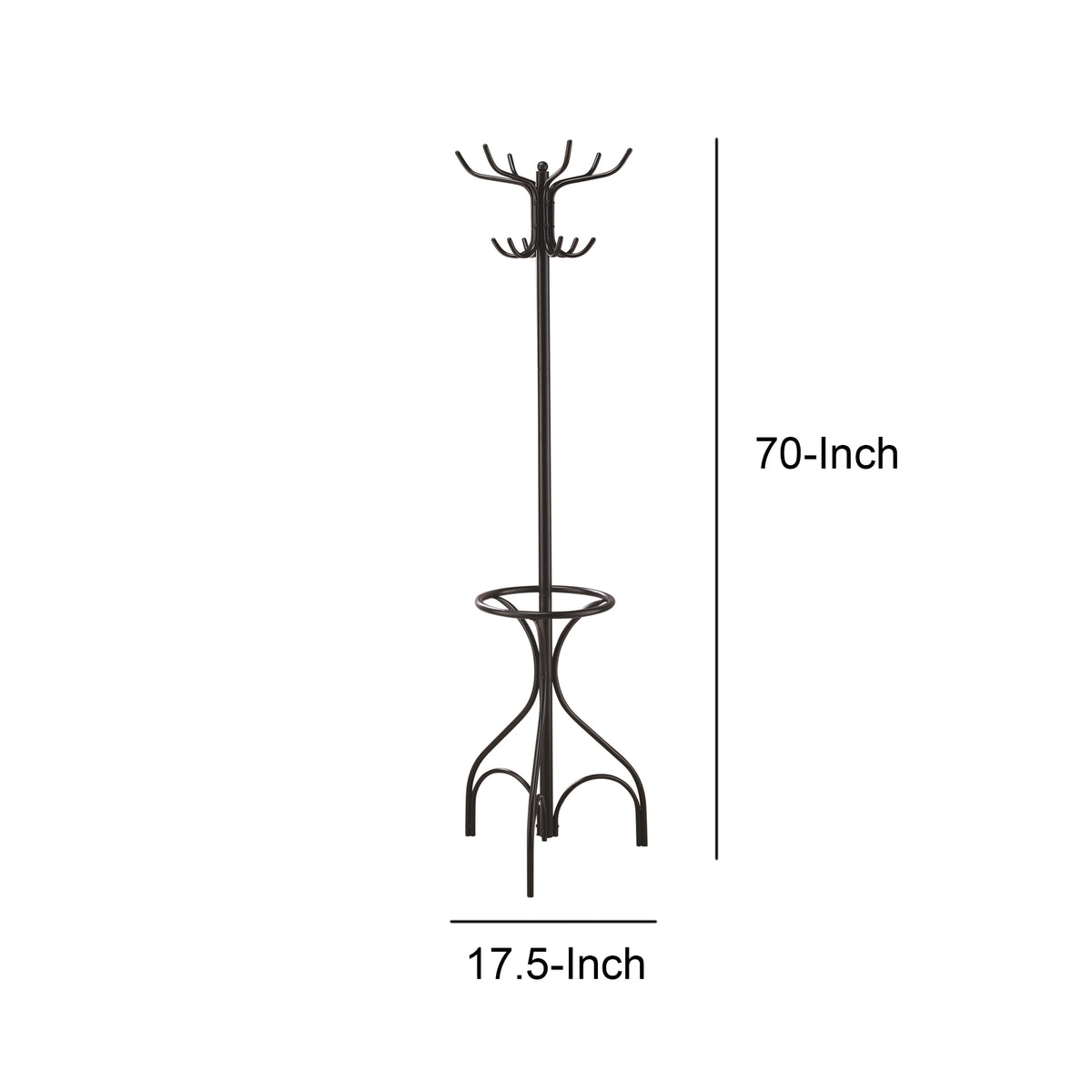 BM160078 Metal Coat Rack With Umbrella Stand, Black