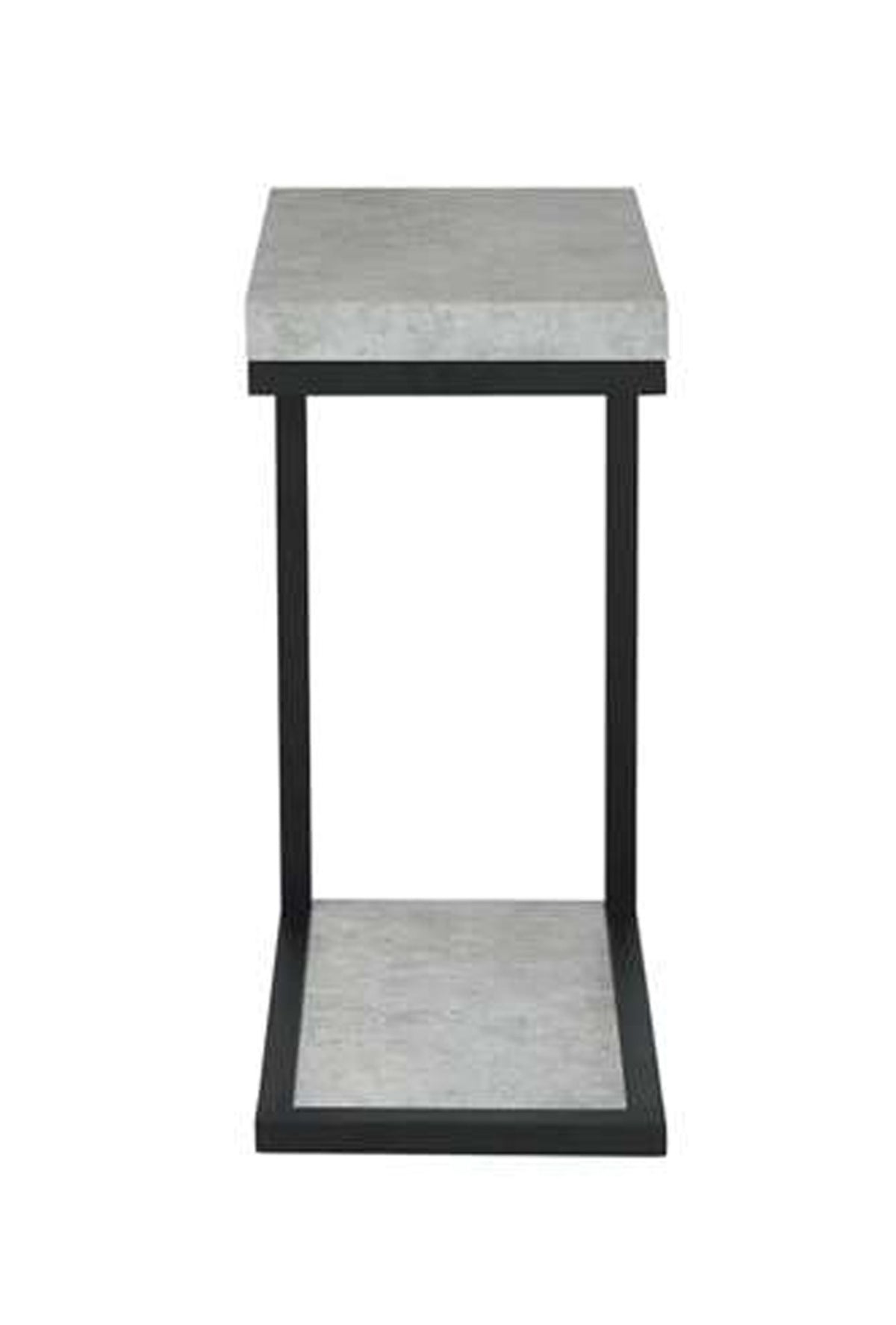 Industrial Faux Cement Designed Snack Table, Gray And Black - BM160146