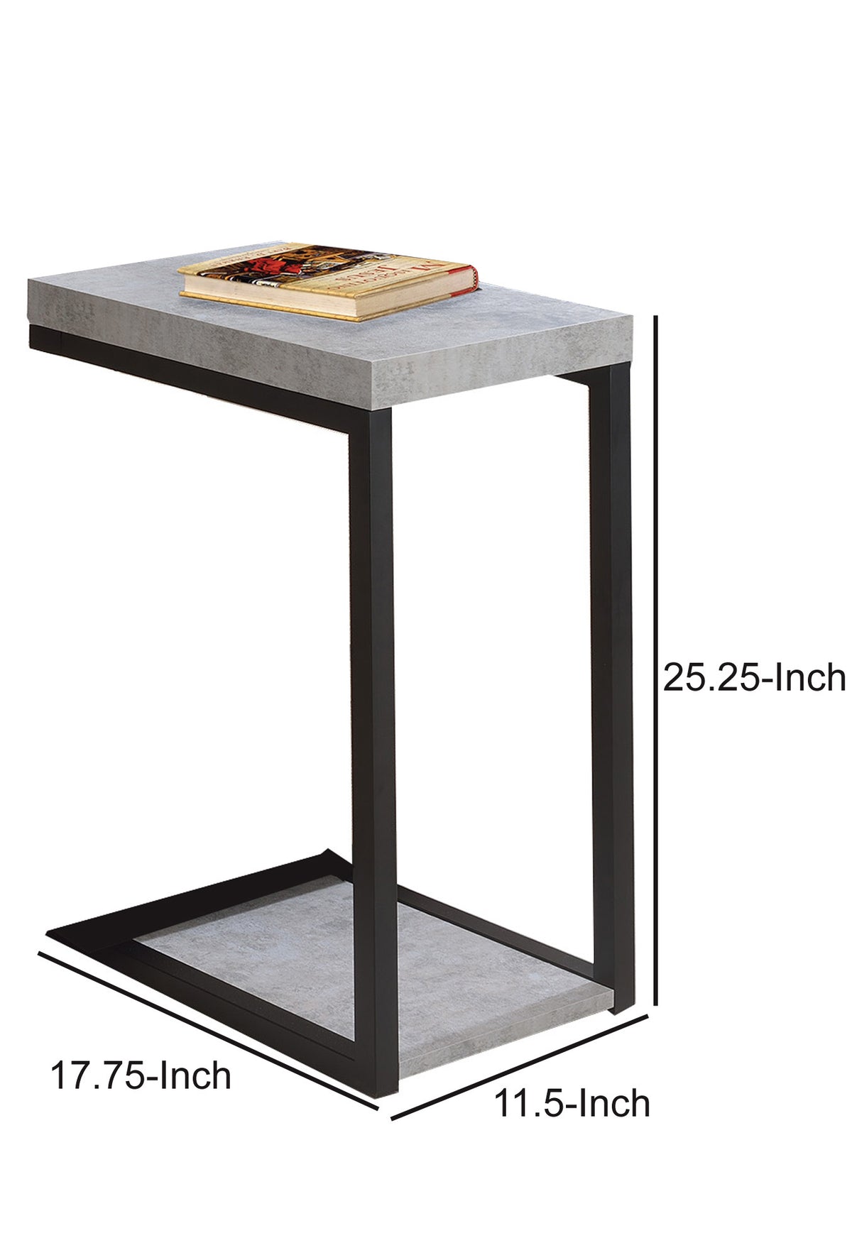 Industrial Faux Cement Designed Snack Table, Gray And Black - BM160146