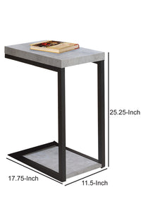 Industrial Faux Cement Designed Snack Table, Gray And Black - BM160146