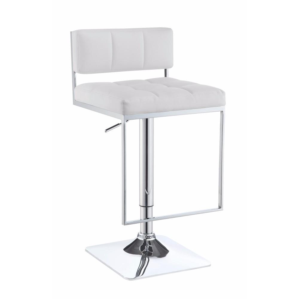 Adjustable Modern Metal Bar Stool, White & Silver - BM160762
