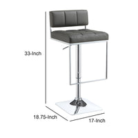 BM160764 Classic Adjustable Metal Bar Stool, Gray & Silver
