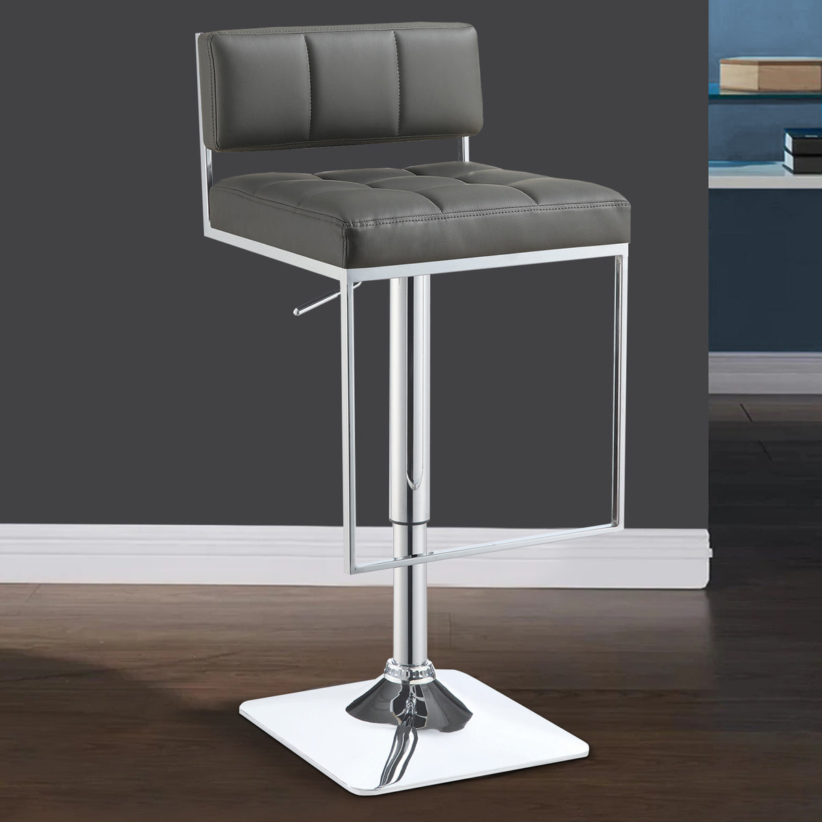 BM160764 Classic Adjustable Metal Bar Stool, Gray & Silver