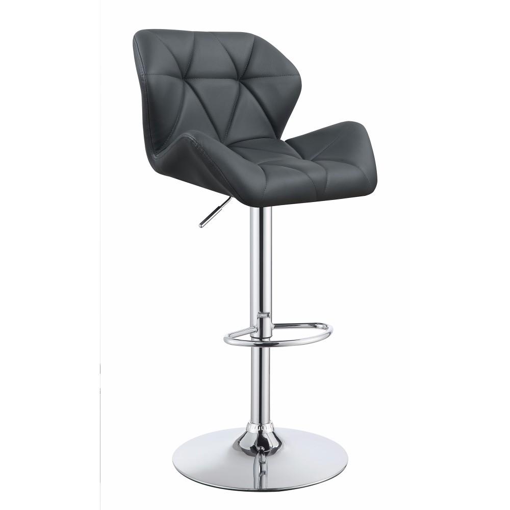 BM160773 Elegant Adjustable Diamond Bar Stool with Chrome Base, Gray ,Set of 2
