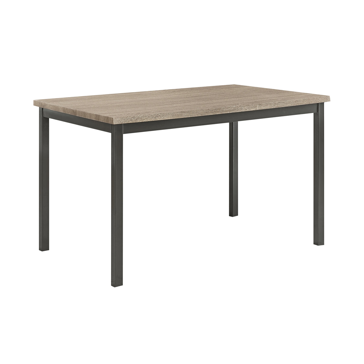 BM160786 Contemporary Metal Dining Table With Wooden Top, Gray & Black