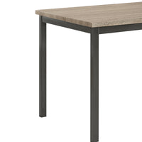 BM160786 Contemporary Metal Dining Table With Wooden Top, Gray & Black