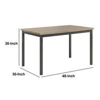 BM160786 Contemporary Metal Dining Table With Wooden Top, Gray & Black
