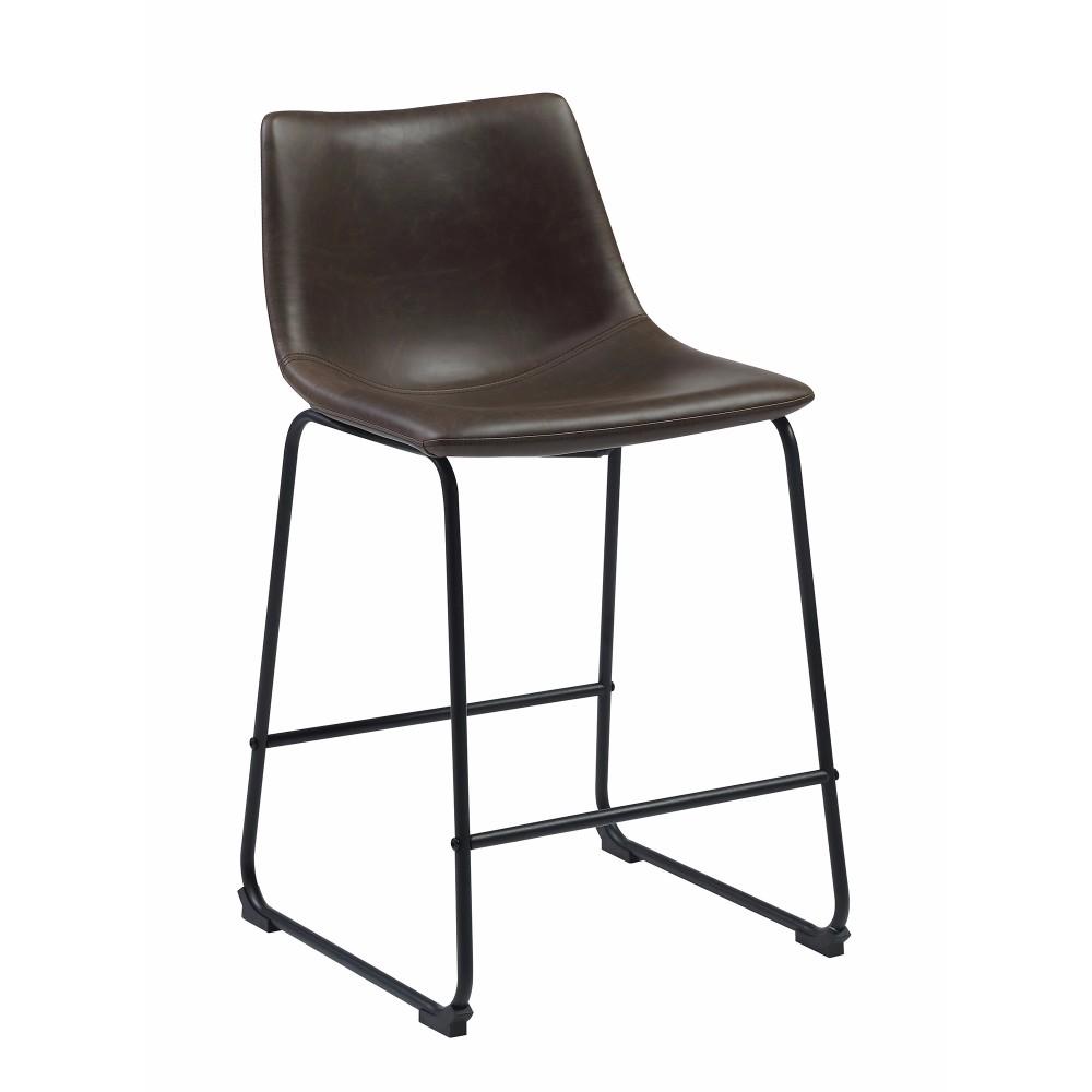 BM160828 Transitional Contoured Counter Height Stool, Dark Brown, Set of 2