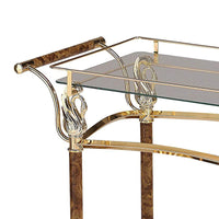 BM163645 Alluring Serving Cart, Golden Plated & Clear Glass