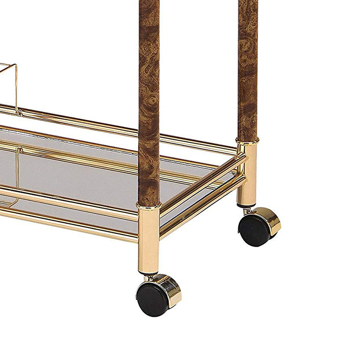 BM163645 Alluring Serving Cart, Golden Plated & Clear Glass