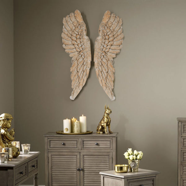 Angel Wings Statue Wall Art, Set of 2, Brown - BM165620