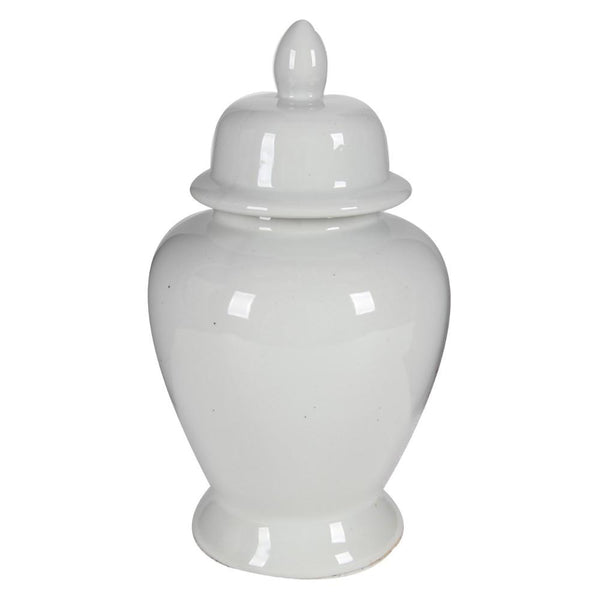 Decorative Porcelain Ginger Jar with Lidded Top, Medium, White - BM165656