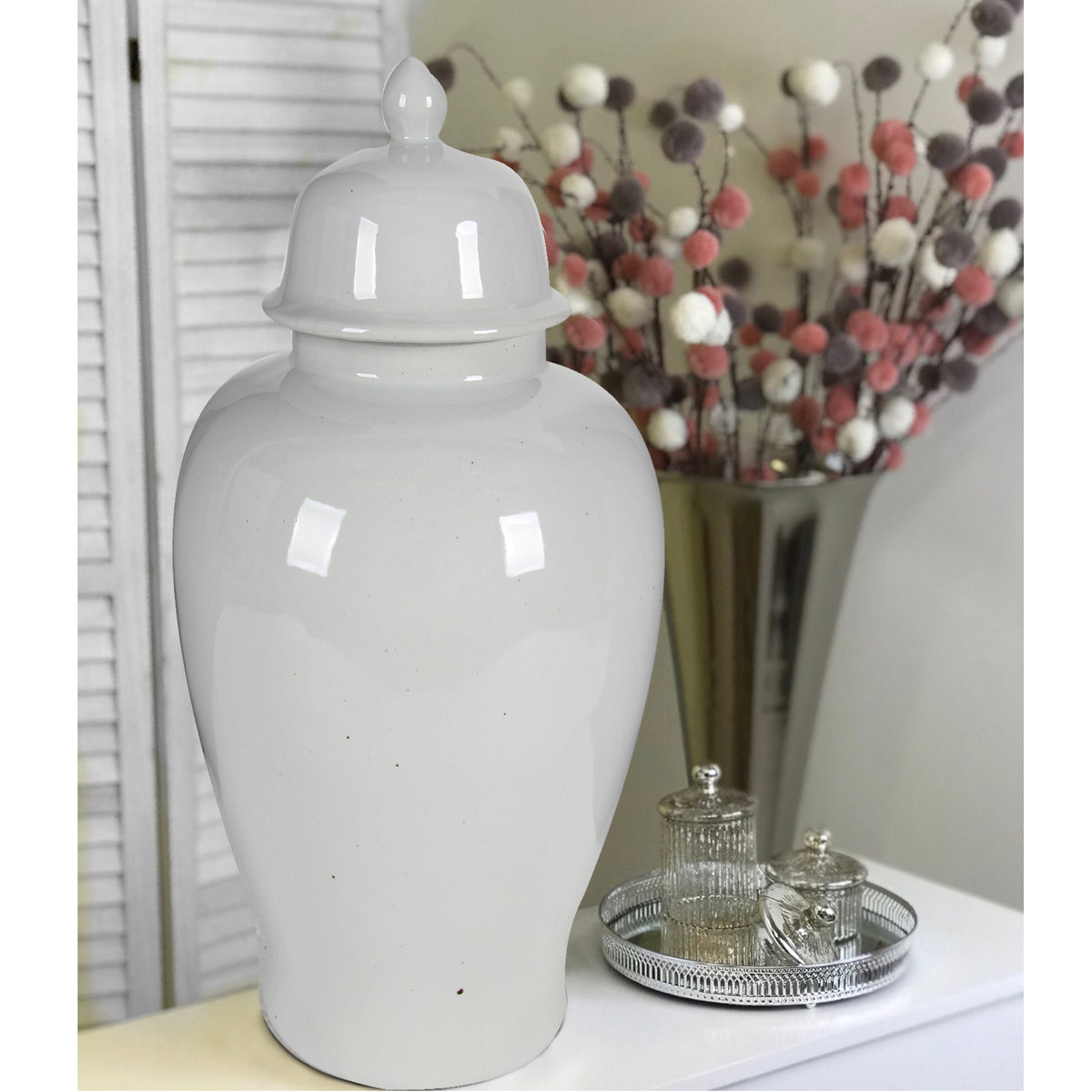 Ceramic Ginger Jar With Lid, Off White - BM165658