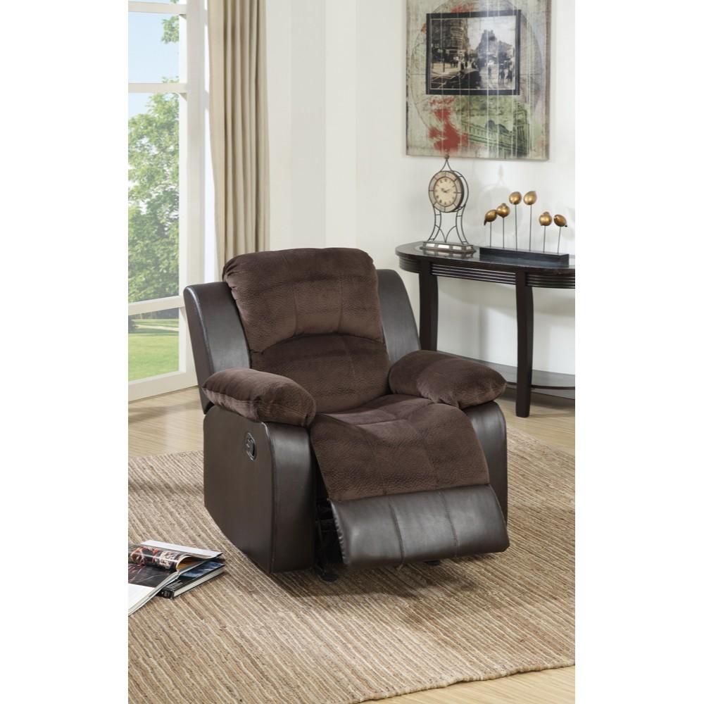 BM166725 Polyurethane Rocker Recliner In Choco Suede Brown