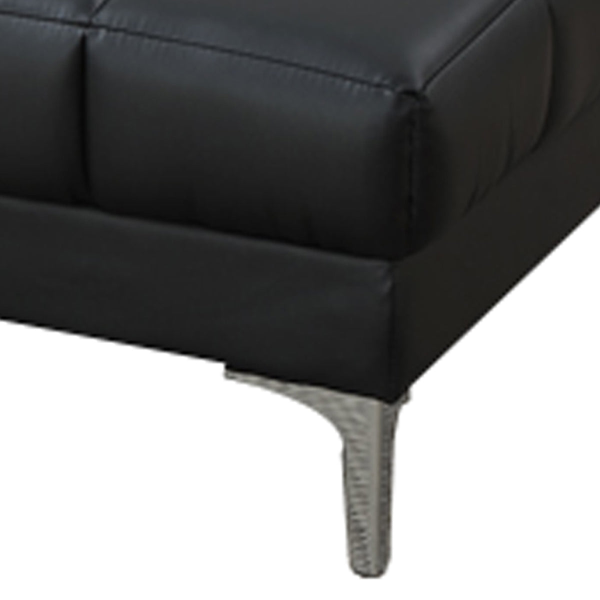 Modish Bonded Leather Ottoman In Black - BM166757