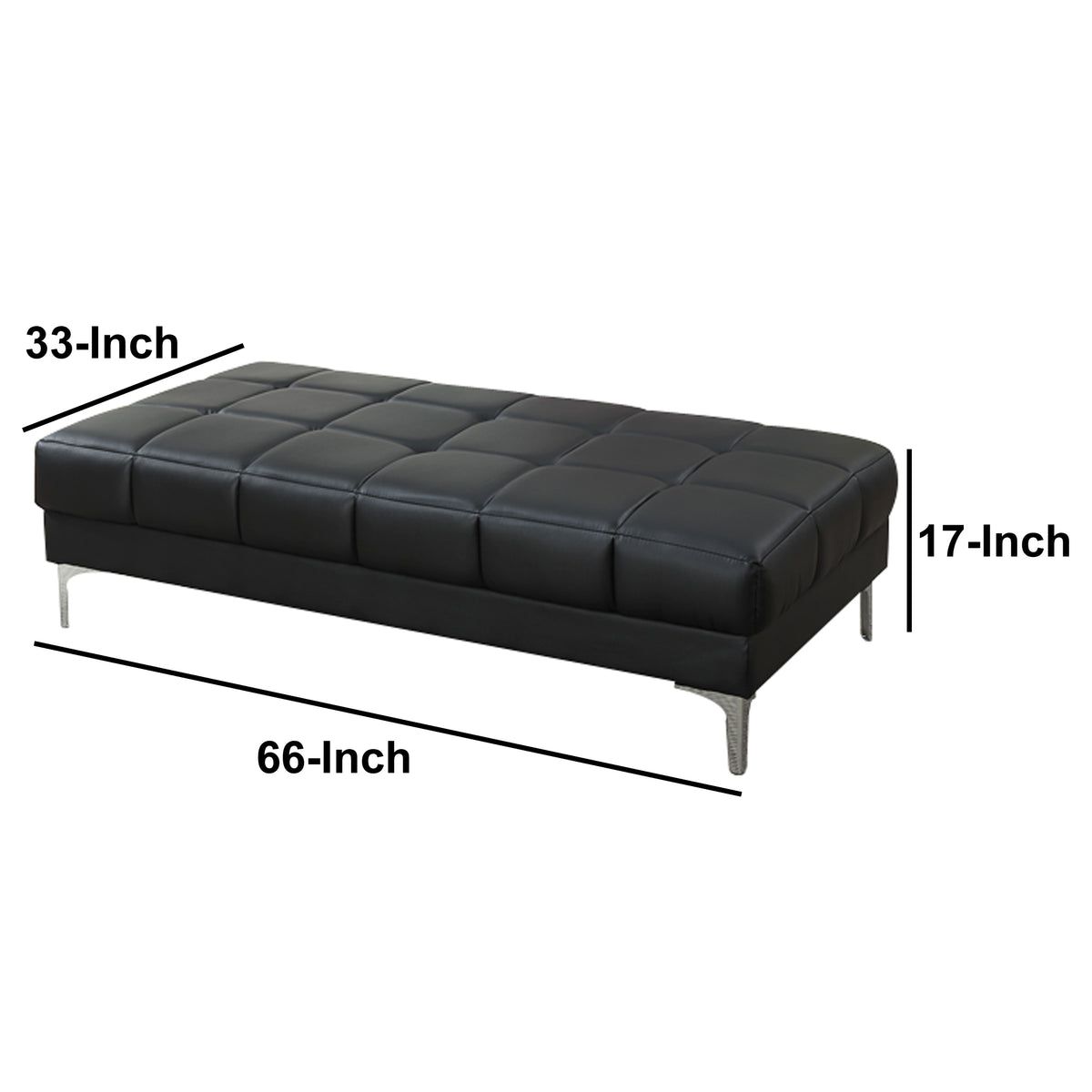 Modish Bonded Leather Ottoman In Black - BM166757