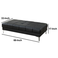 Modish Bonded Leather Ottoman In Black - BM166757
