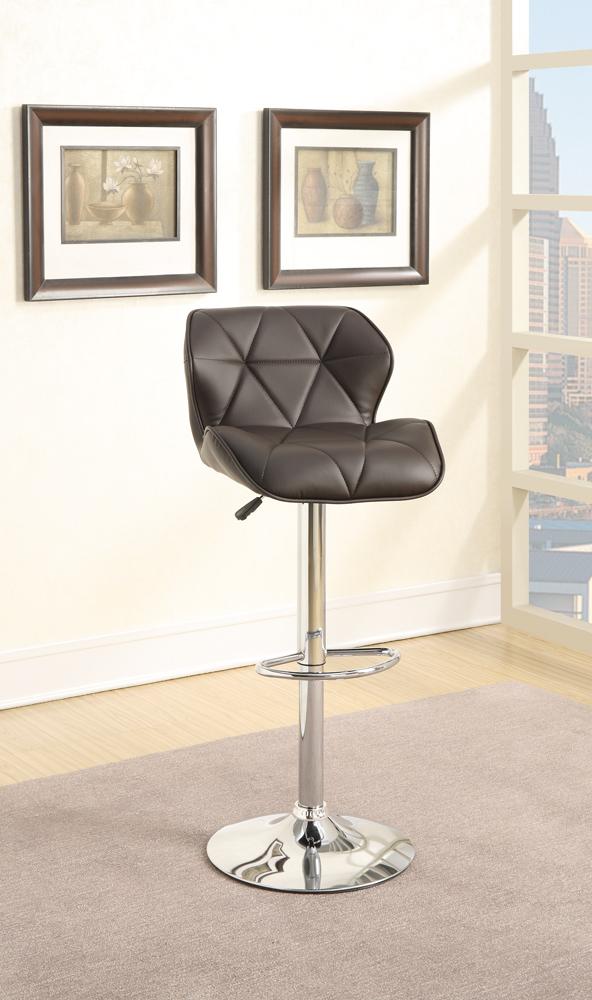 BM167115 Barstool with Gaslight In Tufted Leather Dark Brown Set of 2
