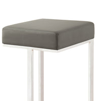 BM168067 Bar Stool with Upholstered Gray Seat with Chrome Base