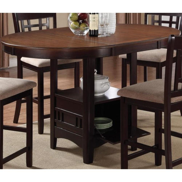 BM168068 Dual-Tone Counter Height Dining Table With Storage Base, Brown