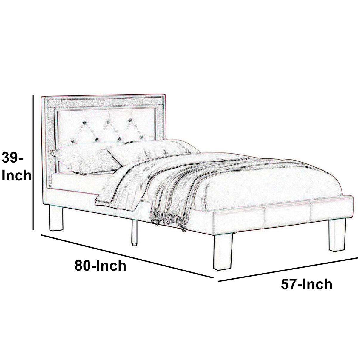 Silky And Sheeny Wooden Full Bed With Pink PU Tufted Head Board, Pink Finish - BM168652