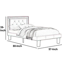 Silky And Sheeny Wooden Full Bed With Pink PU Tufted Head Board, Pink Finish - BM168652