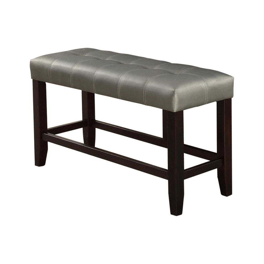 BM171258 Tufted High Bench With Tapered Legs Silver and Brown