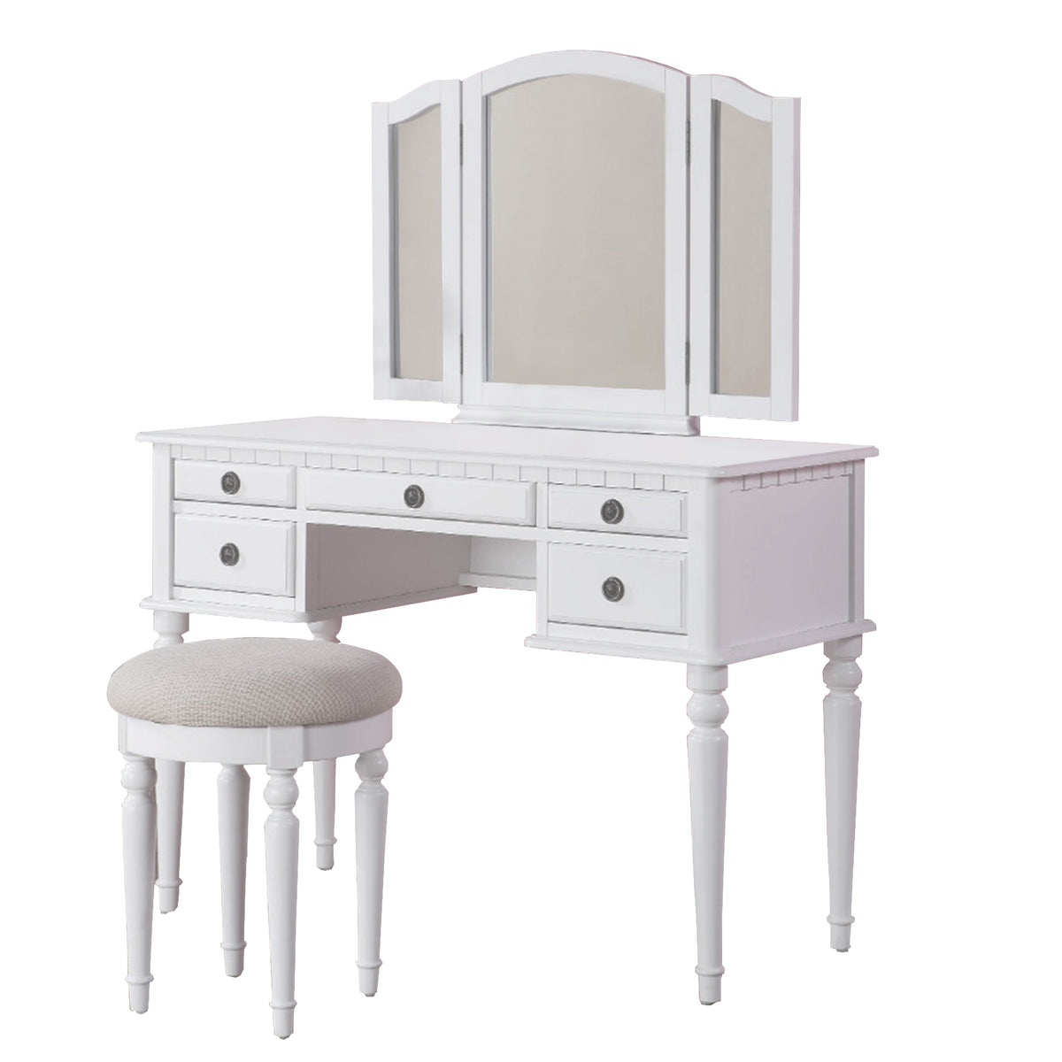 Wooden Vanity Set With Stool White - BM171346