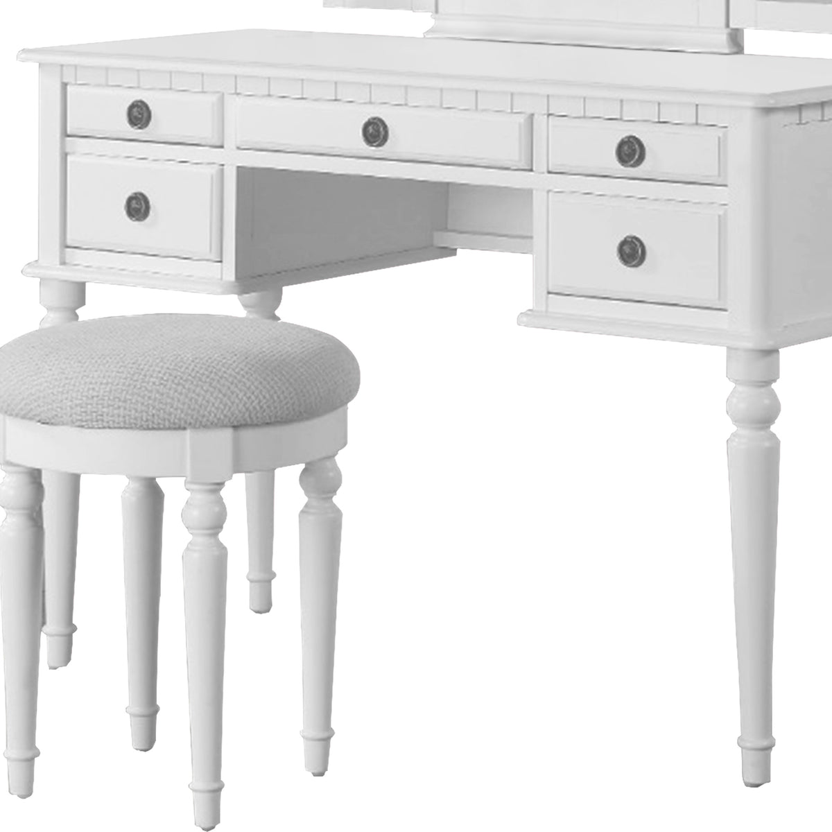 Wooden Vanity Set With Stool White - BM171346