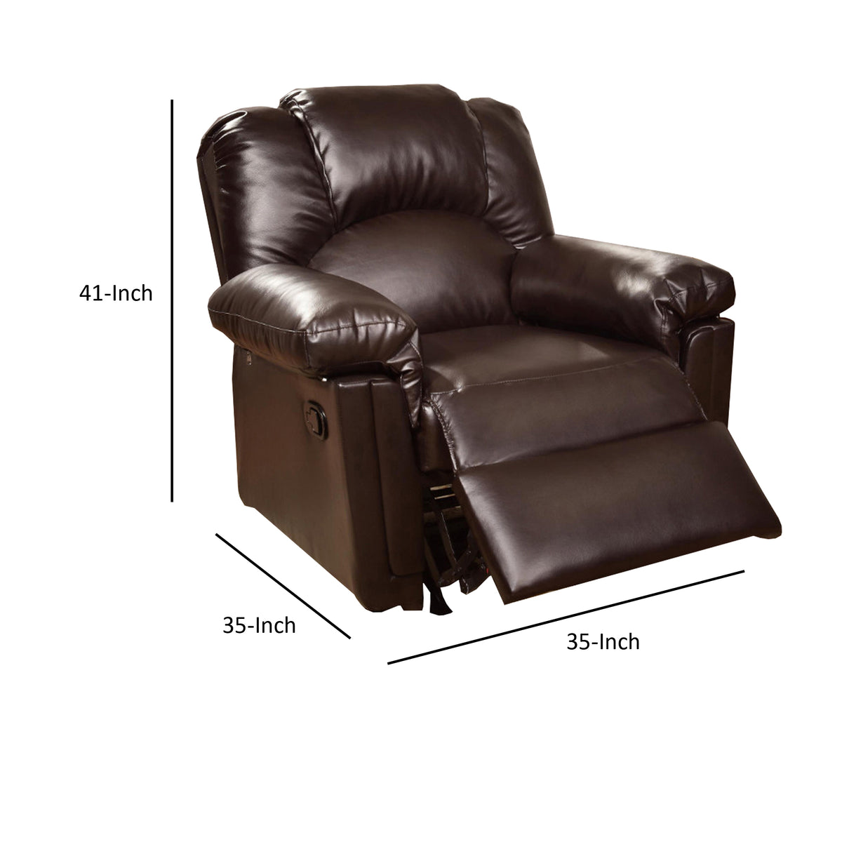 BM171425 Bonded Leather Rocker/Recliner, Brown