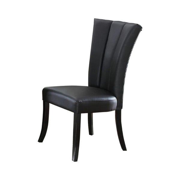 Leather Upholstered Dining Chair In Poplar Wood, Set Of 2,Black - BM171539