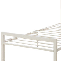 BM171745 Metal Frame Twin Bed With Leather Upholstered Headboard, White