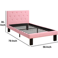 Faux Leather Upholstered Full size Bed With tufted Headboard, Pink - BM171750