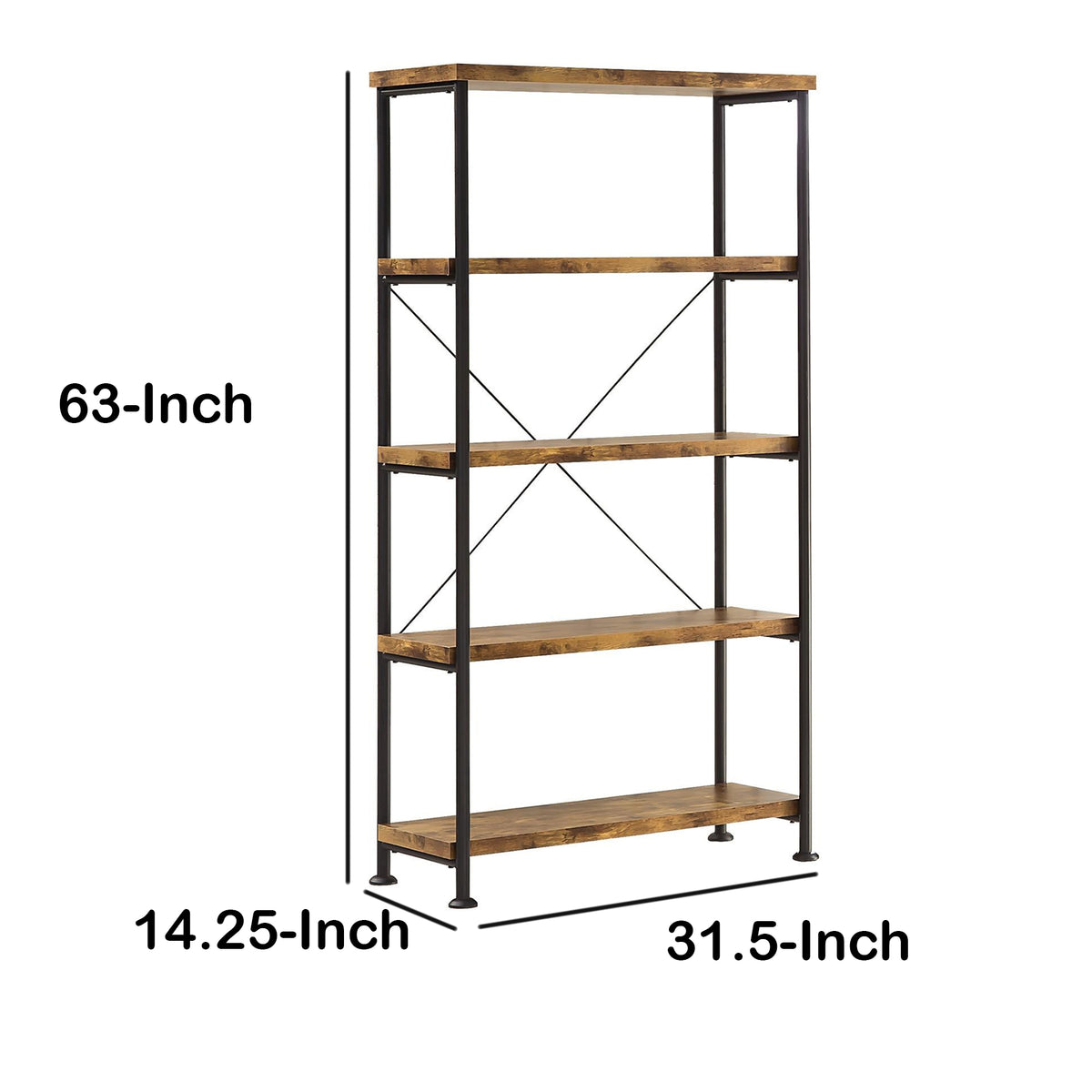 Rustically designed Bookcase With 4 Open Shelves - BM172242